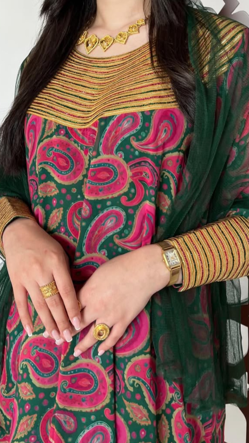 شال جلابية شيفون بالكاجو 