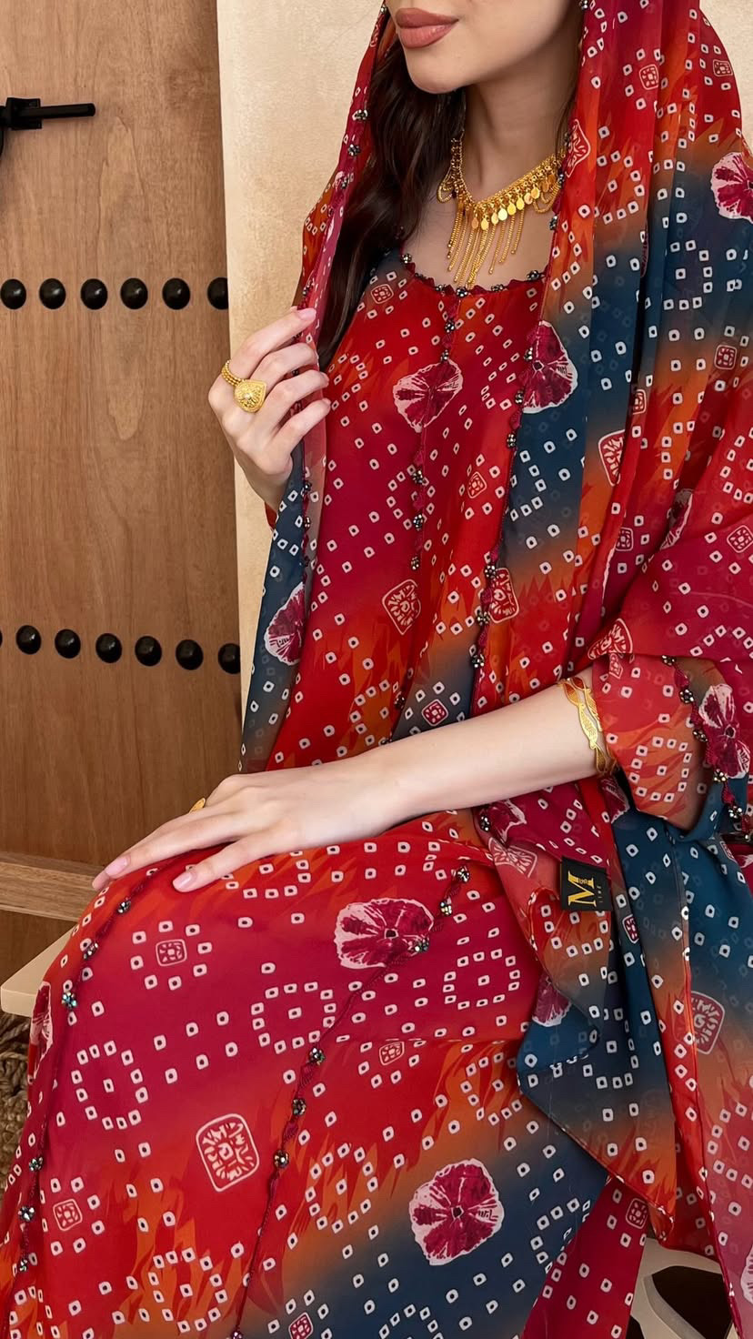 شيلة جلابية شيفون بالكورشيه